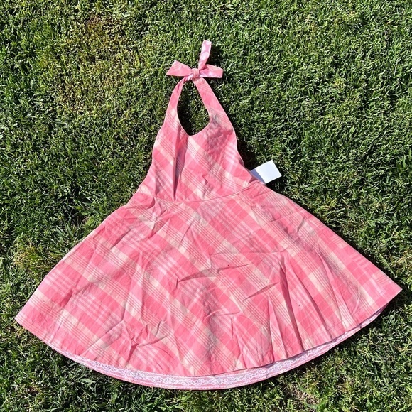 Vineyard Vines Menemaha Halter Dress Madras Hibiscus Pink Size 2T NWT Preppy - Picture 1 of 10